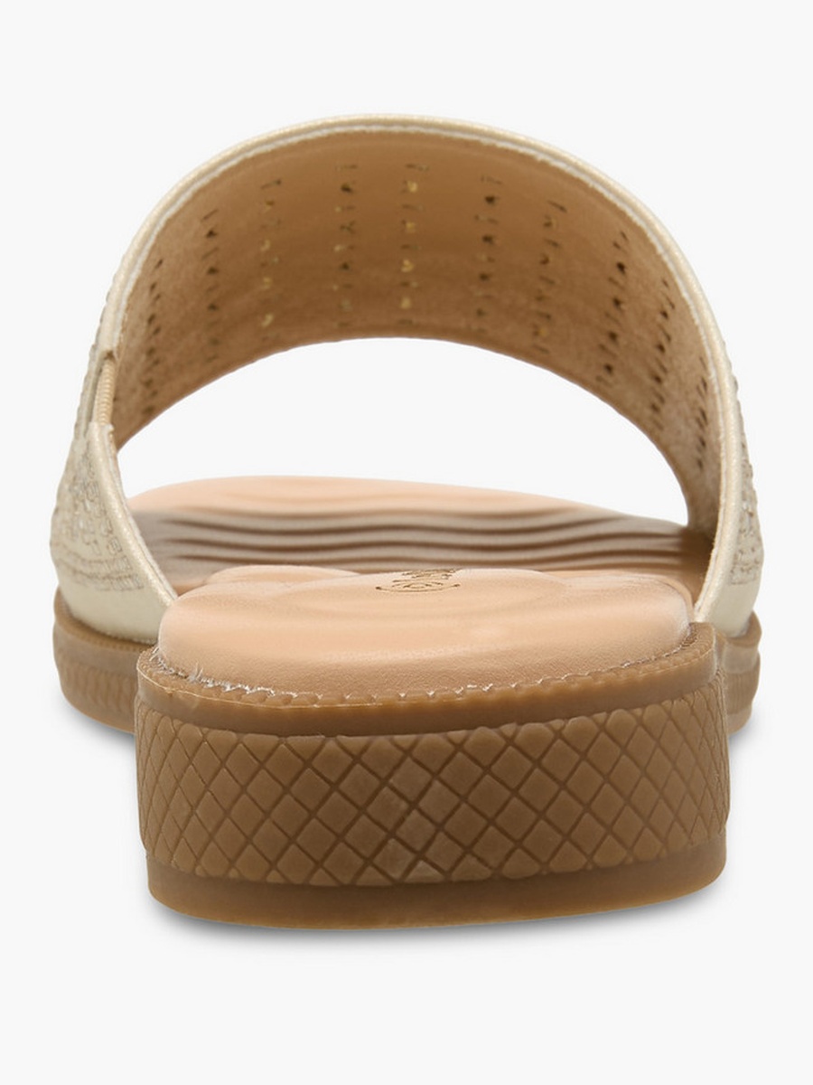 Women Perforated Embellished Slip-On Sandals 