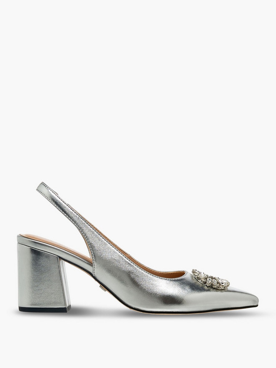 Women Embellished Block Heel Slingback Shoes 