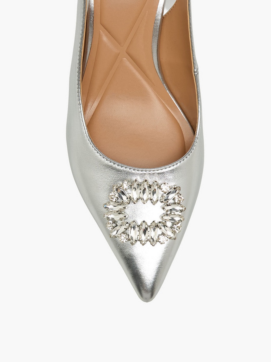 Women Embellished Block Heel Slingback Shoes 