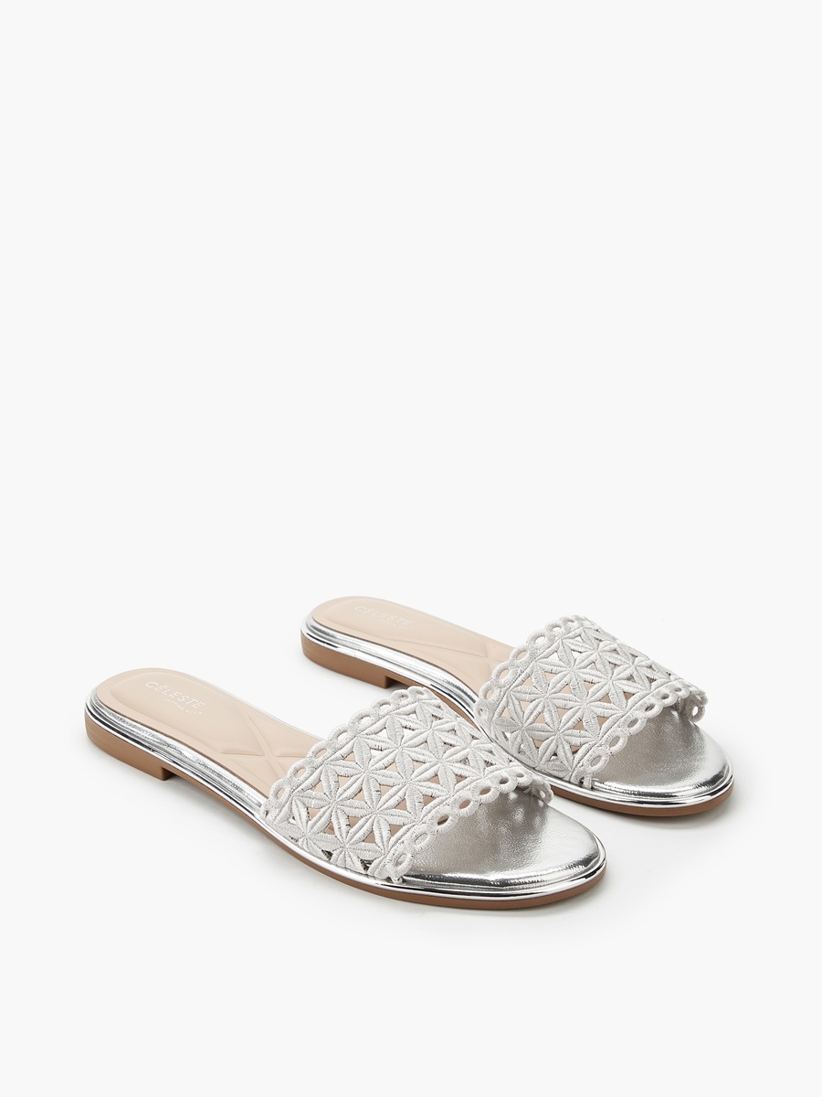 Women Laser Cut Detail Flat Sandals