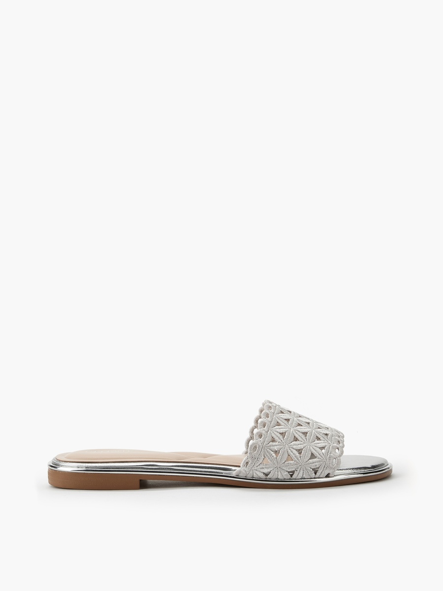 Women Laser Cut Detail Flat Sandals