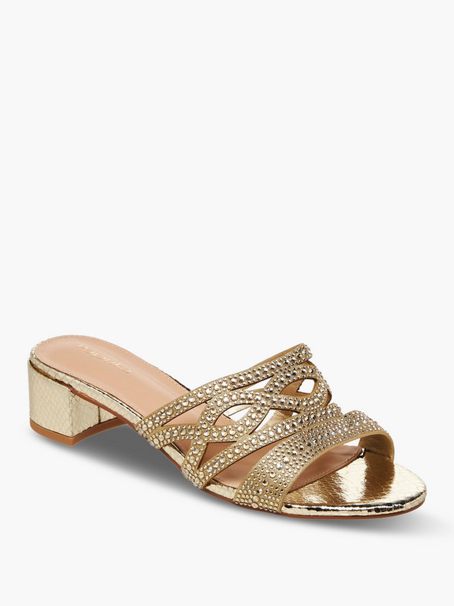 Women Embellished Slip-On Block Heel Sandals 