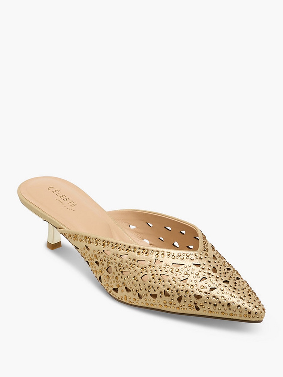 Women Embellished Kitten Heels Mules 