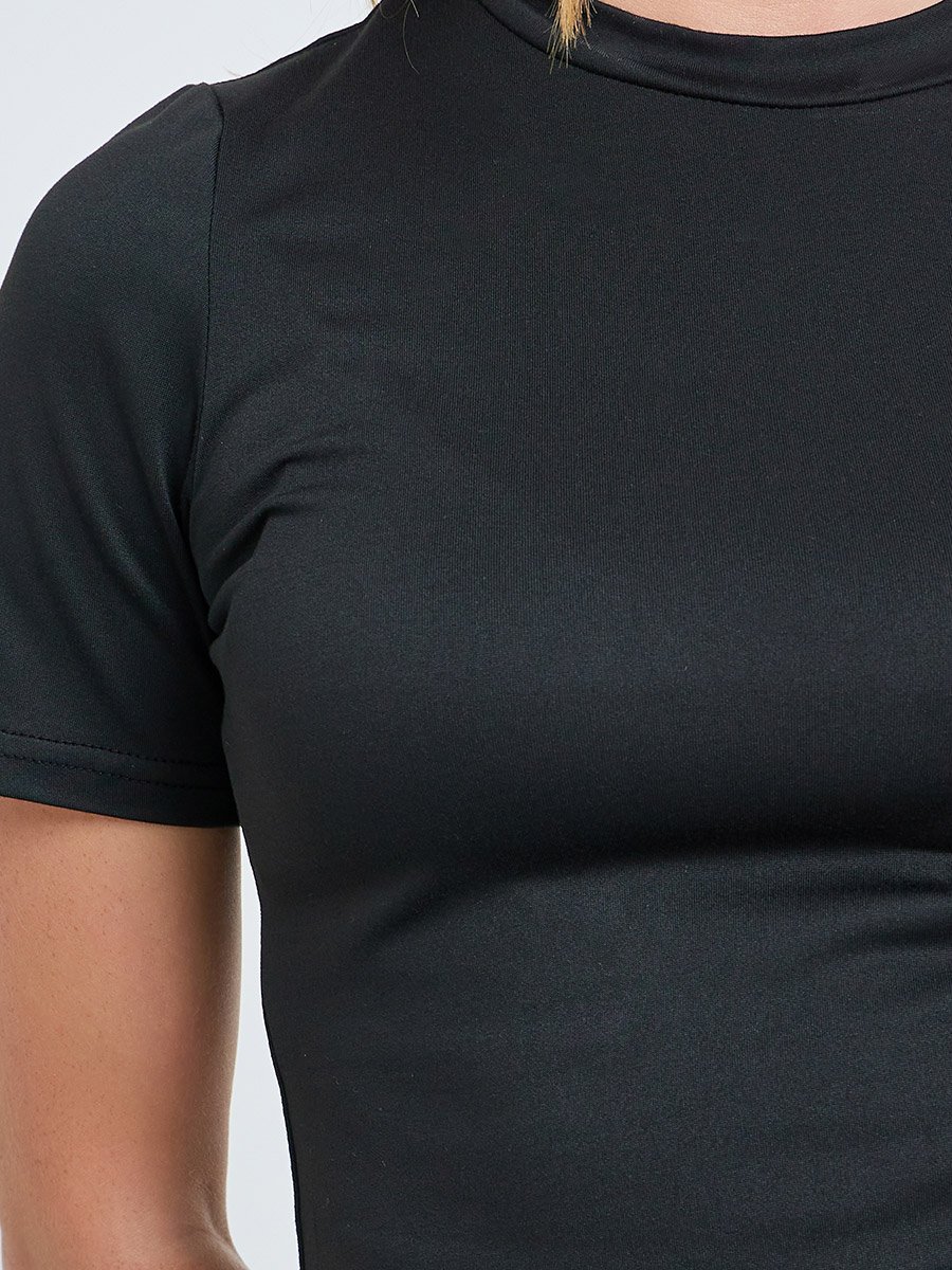 Black Solid Short Sleeve T-Shirt and Pants Co-Ords