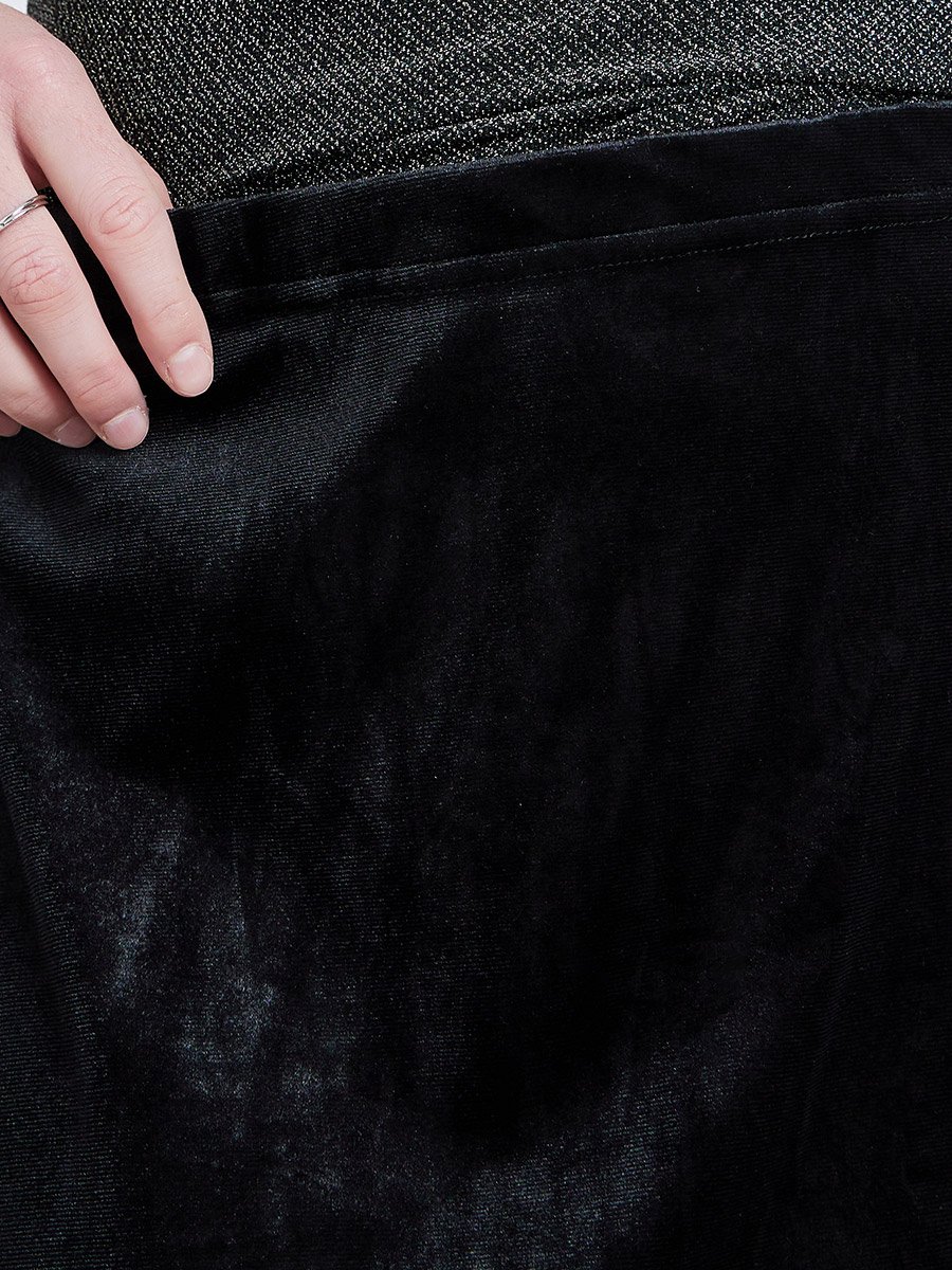 Black Velvet Bodycon Midi Skirt