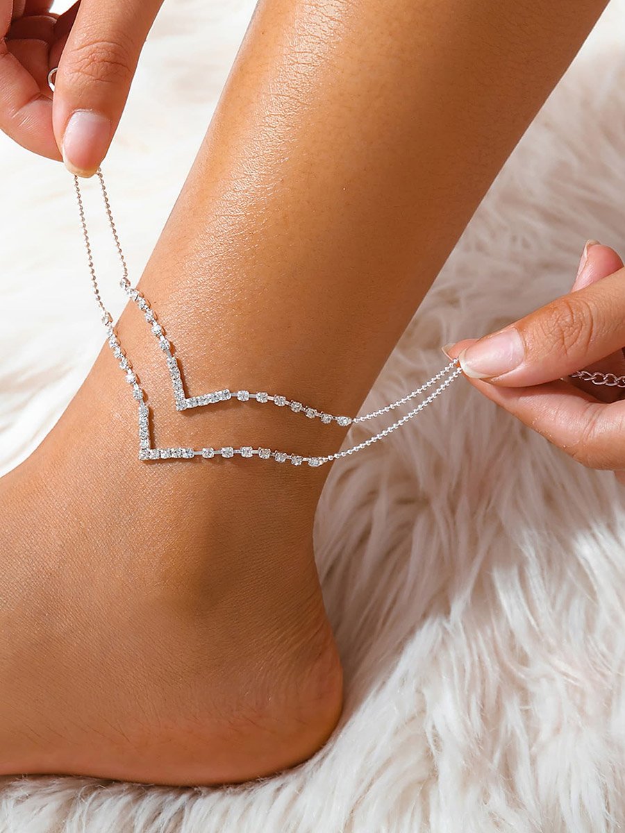 Embellished V-Shaped Anklet