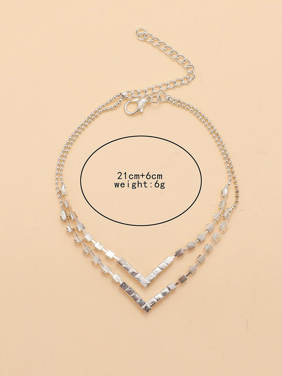 Embellished V-Shaped Anklet