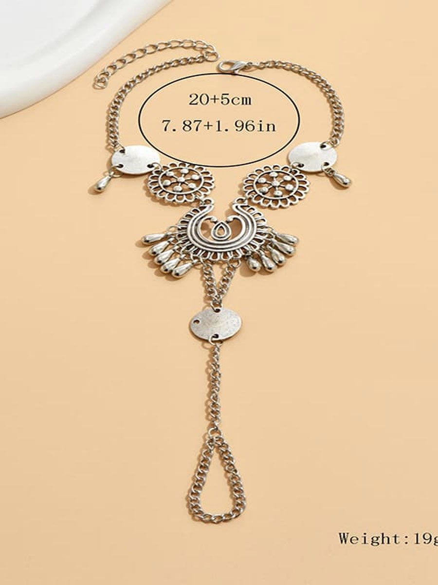 Silver Boho Barefoot Sandal Anklet Ring