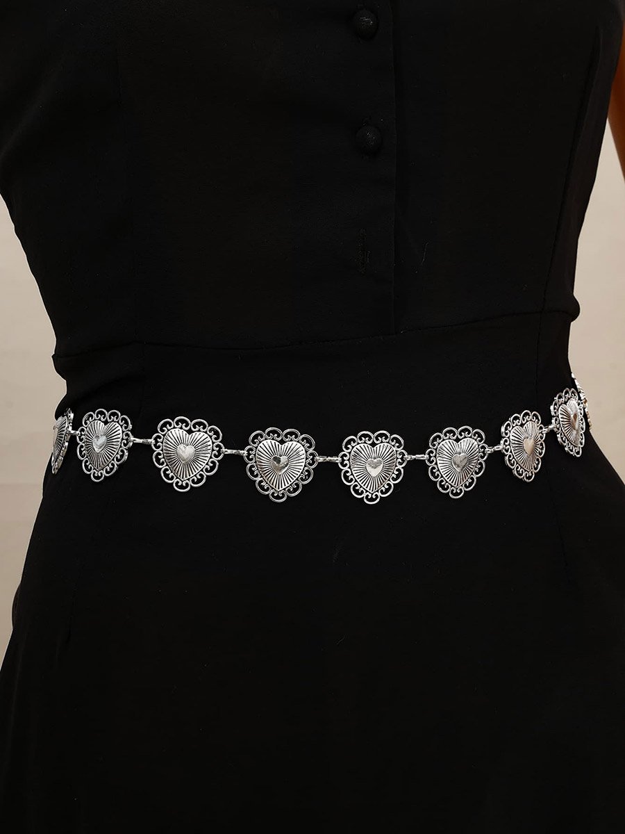 Silver-Toned Heart-Shaped Waist Chain