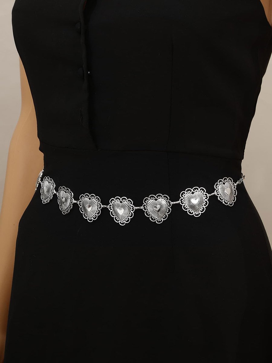 Silver-Toned Heart-Shaped Waist Chain