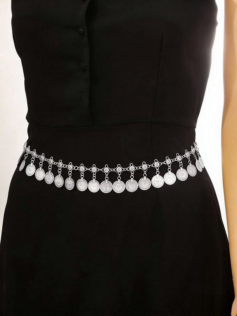 Silver-Toned Round Pendants Waist Chain