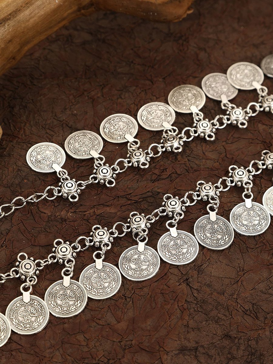 Silver-Toned Round Pendants Waist Chain