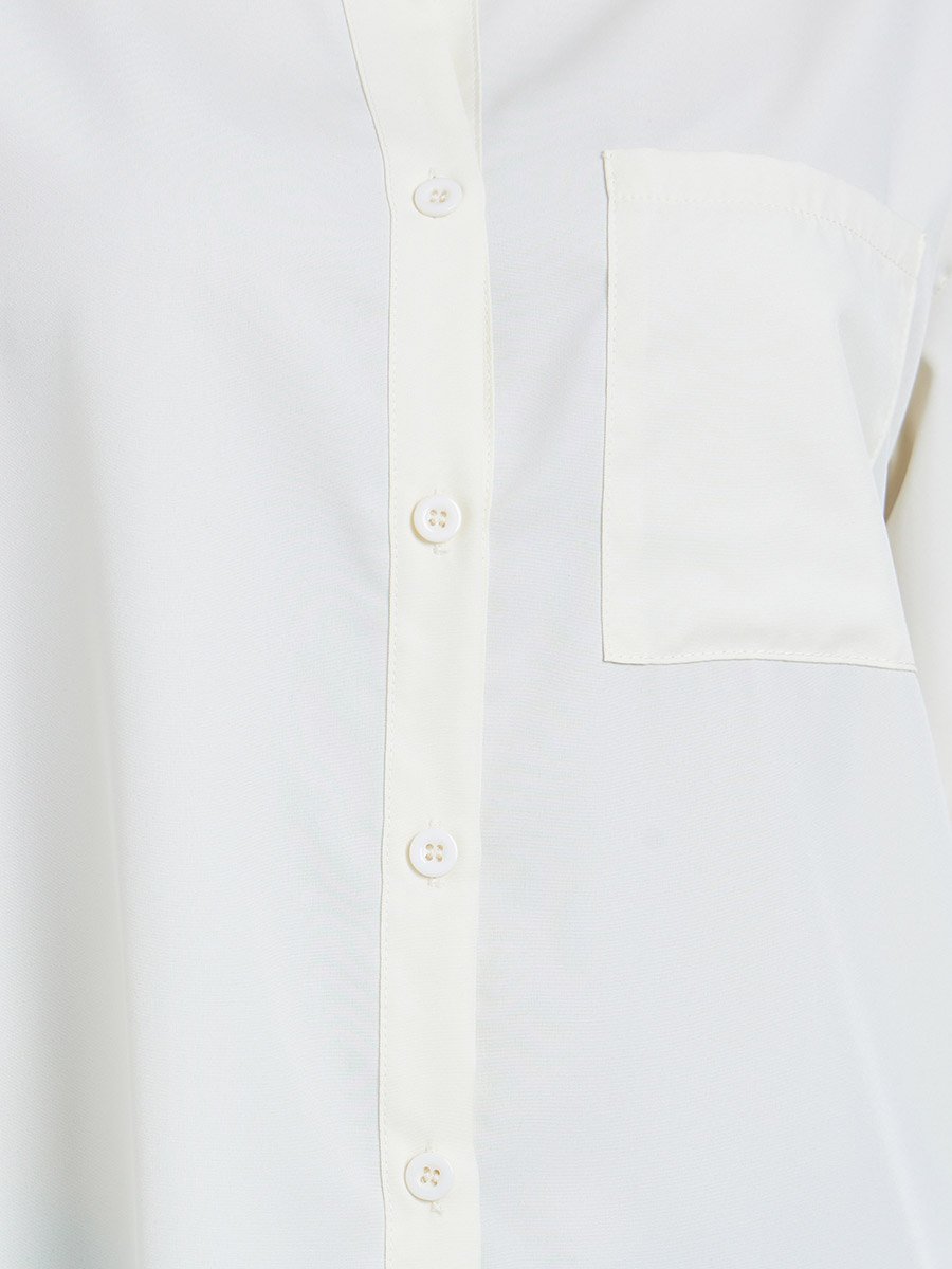 Off White Solid Asymmetric Split Back Oversized Shirt