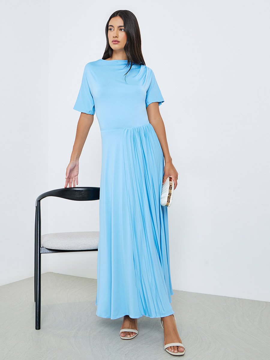 strapless open back dress Hot Pink One Shoulder Maxi Dress