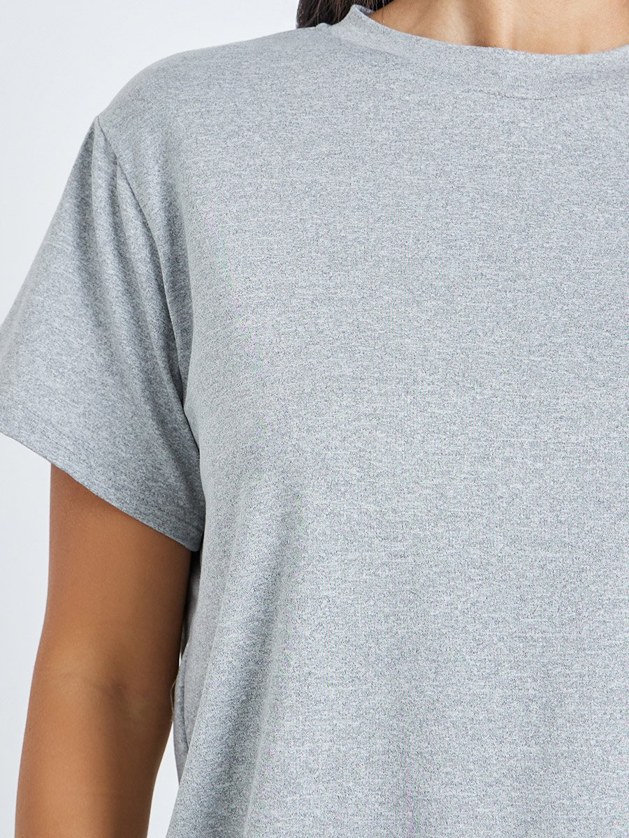 Grey Floral Graphic Print Round Neck T-Shirt