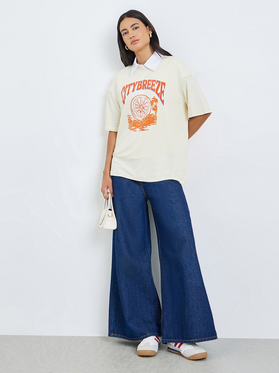 Cream City Breeze Graphic Oversized T-Shirt