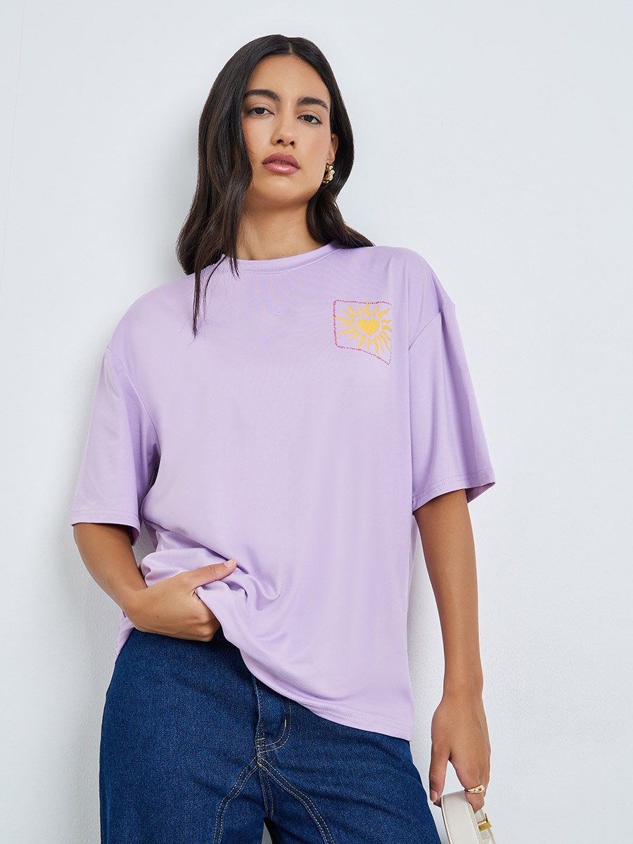 Purple Oversized Short Sleeves T-Shirt