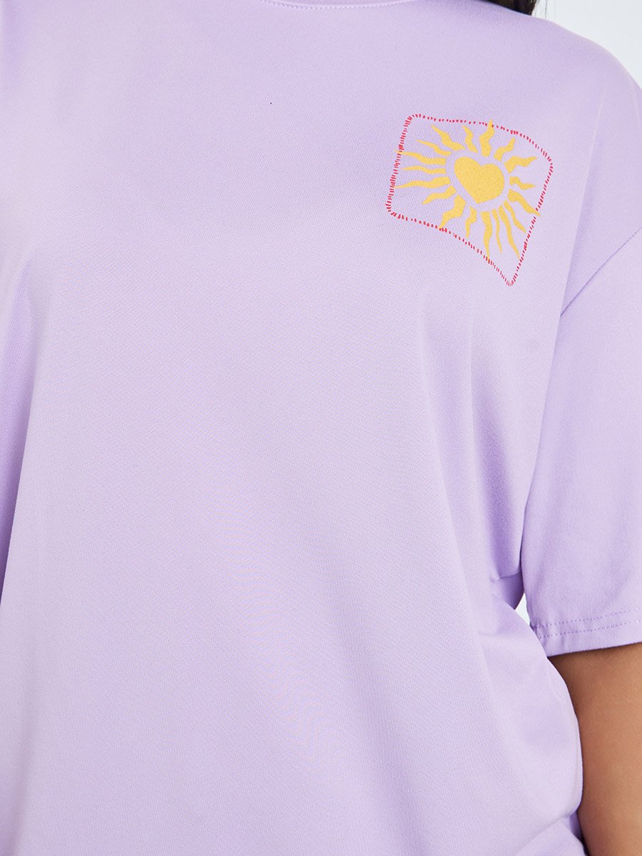 Purple Oversized Short Sleeves T-Shirt