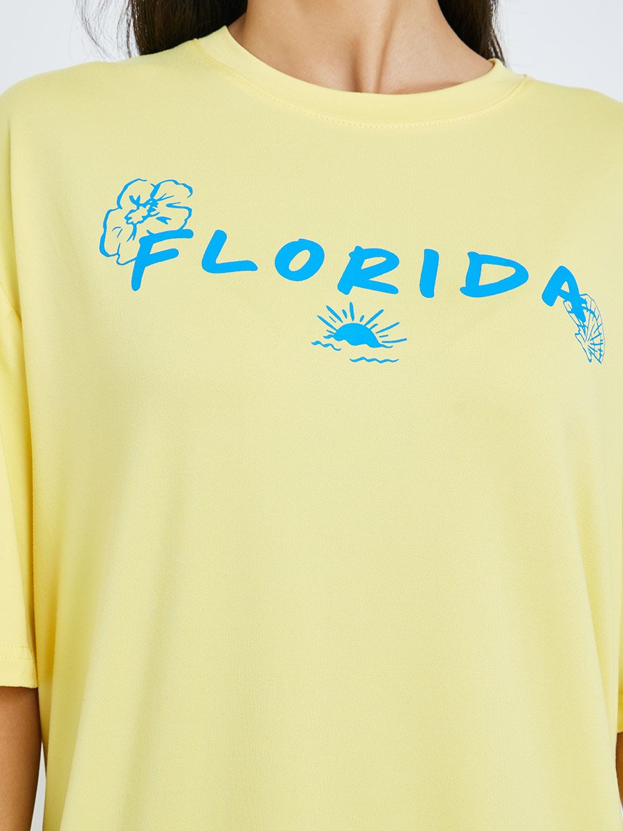 Yellow Graphic Print Oversized T-Shirt
