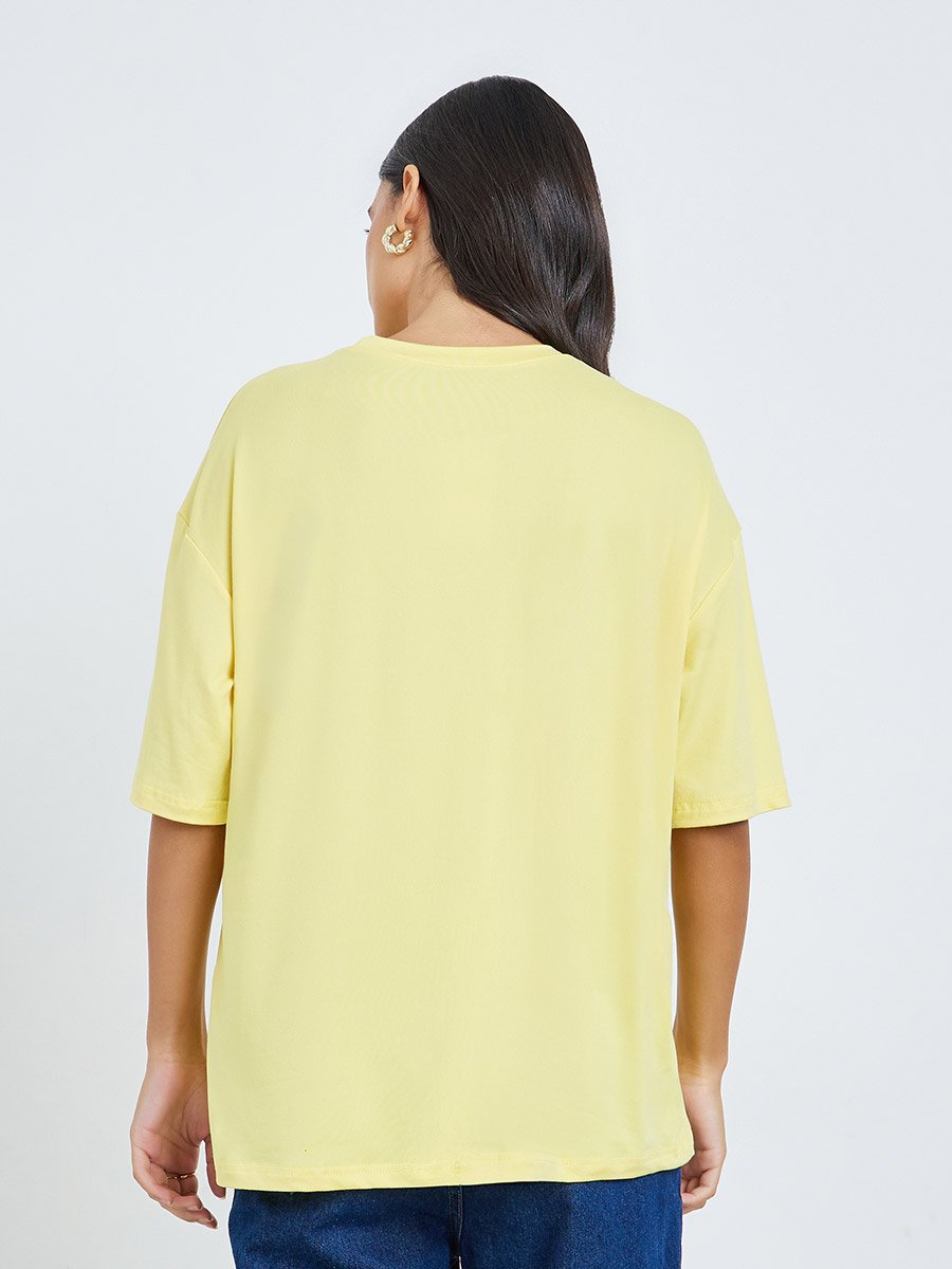Yellow Graphic Print Oversized T-Shirt