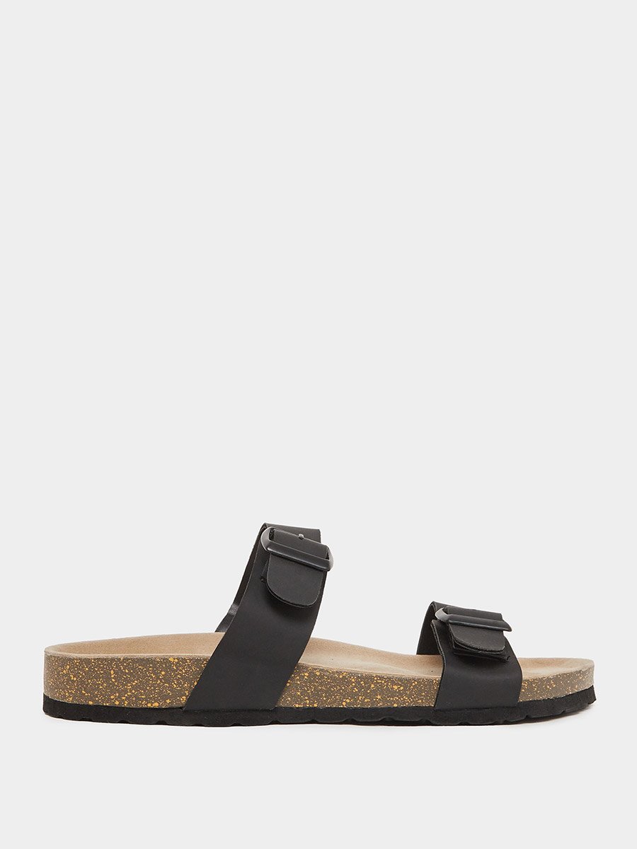 Men Black Double-Strap Sandals