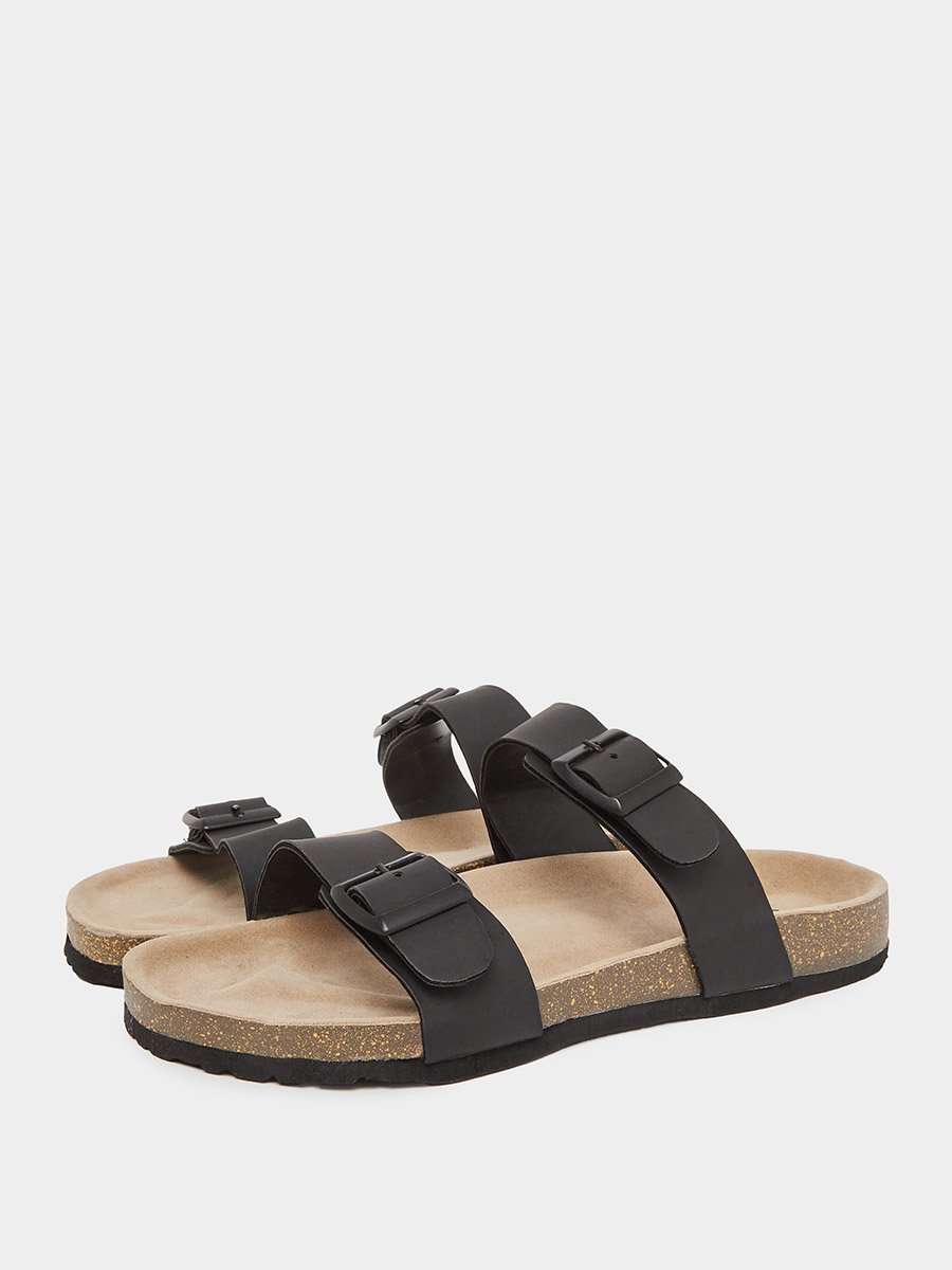 Men Black Double-Strap Sandals