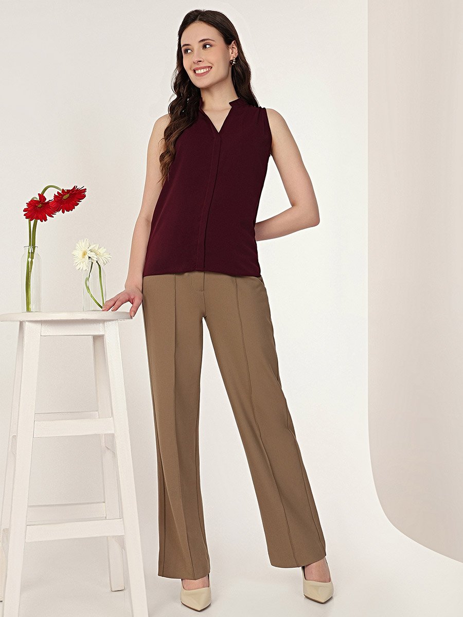 Wine Sleeveless Top