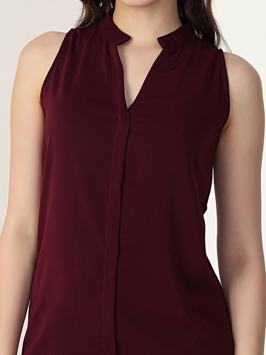 Wine Sleeveless Top