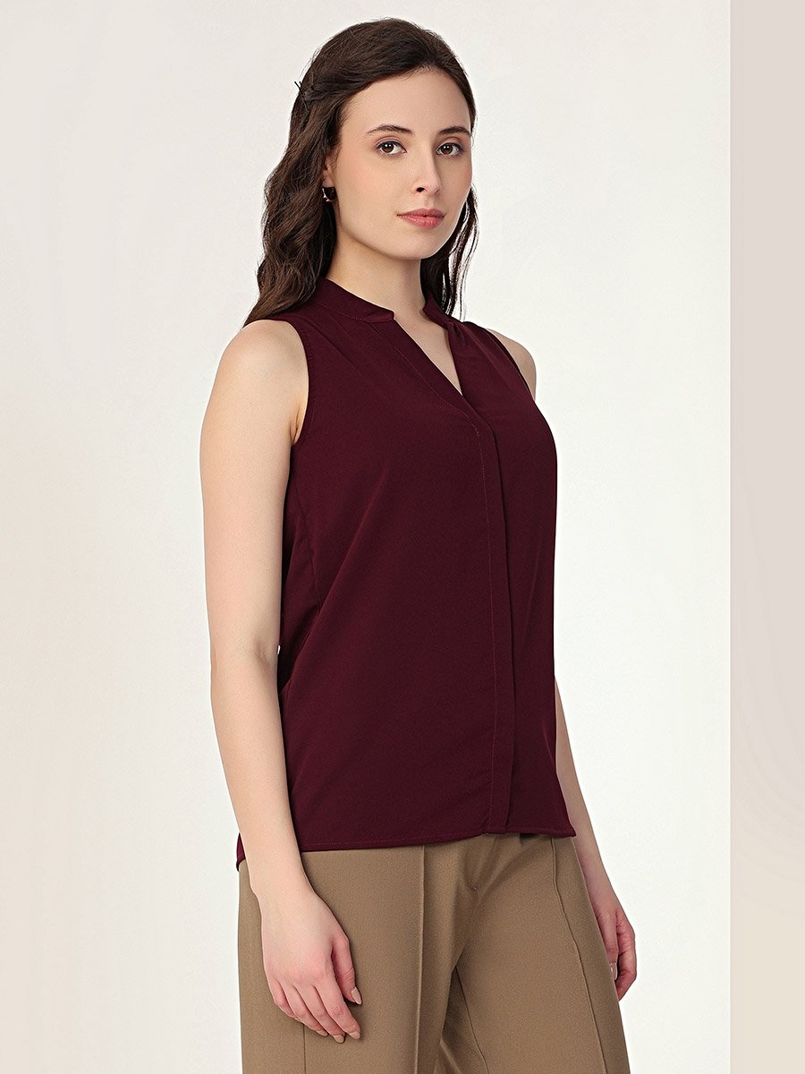 Wine Sleeveless Top
