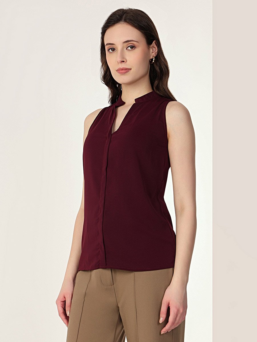 Wine Sleeveless Top