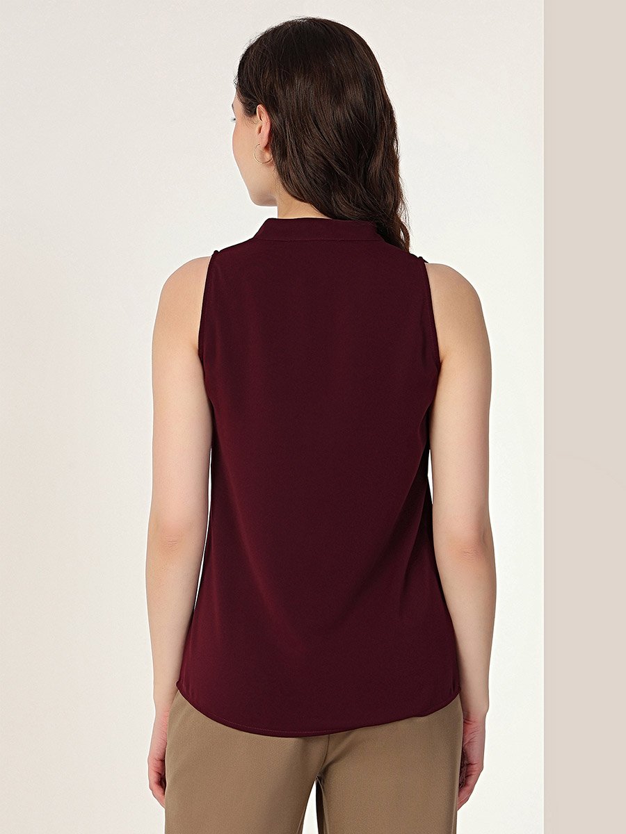 Wine Sleeveless Top