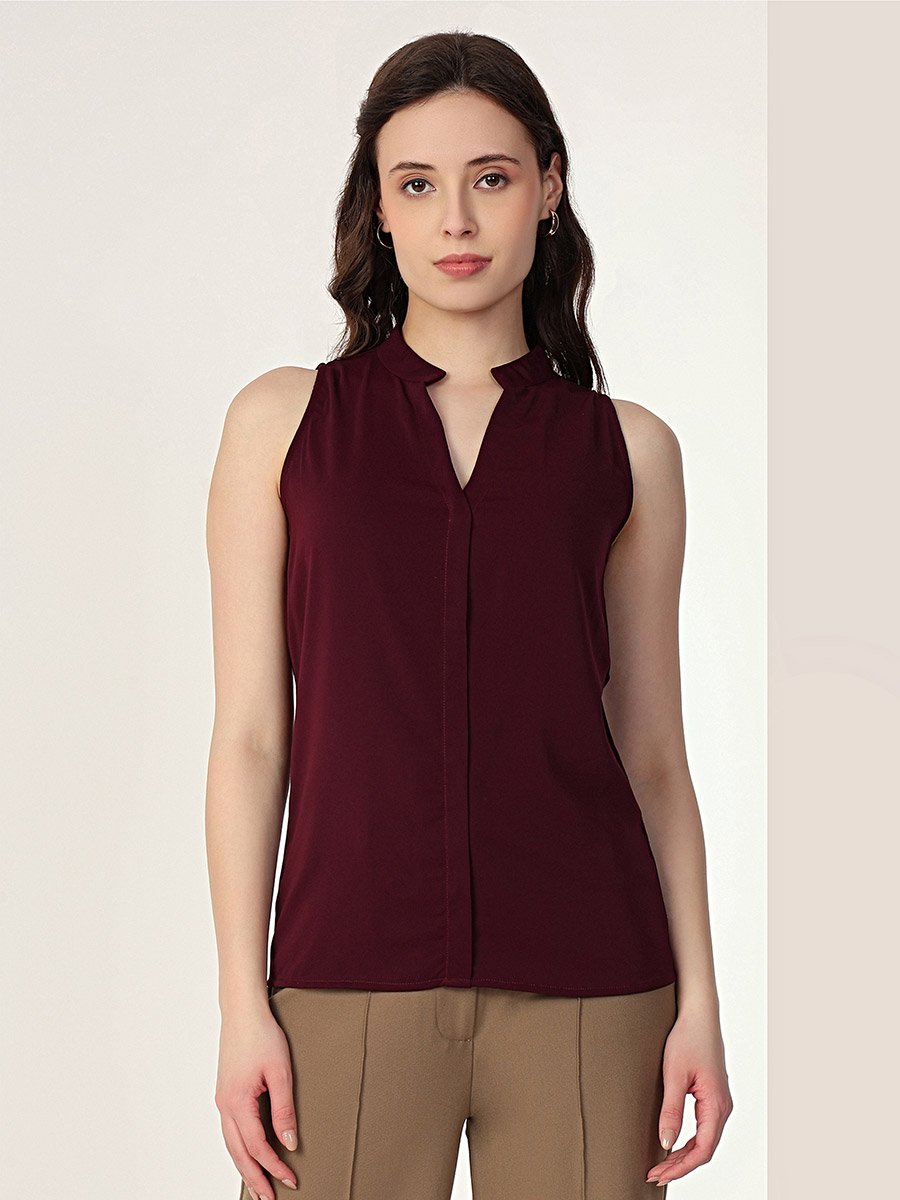 Wine Sleeveless Top