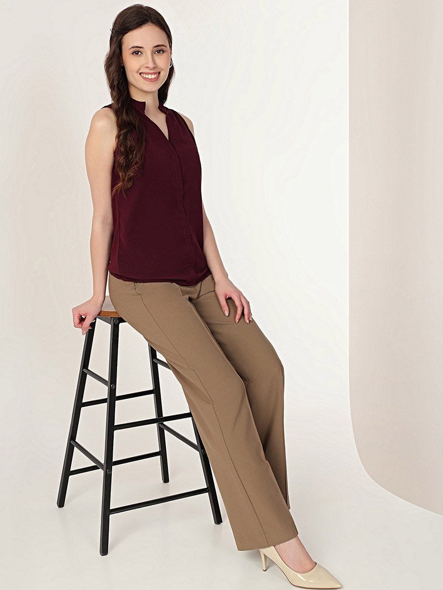 Wine Sleeveless Top
