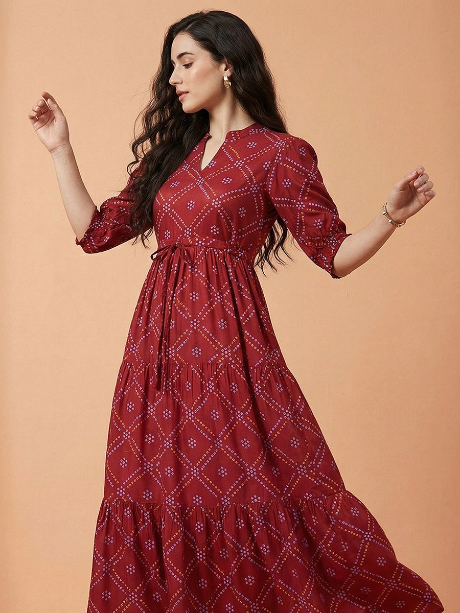 bandhani midi dress Buy Desi Noor Plus Size Red Bandhani Printed Fit Flare Midi Dress Online