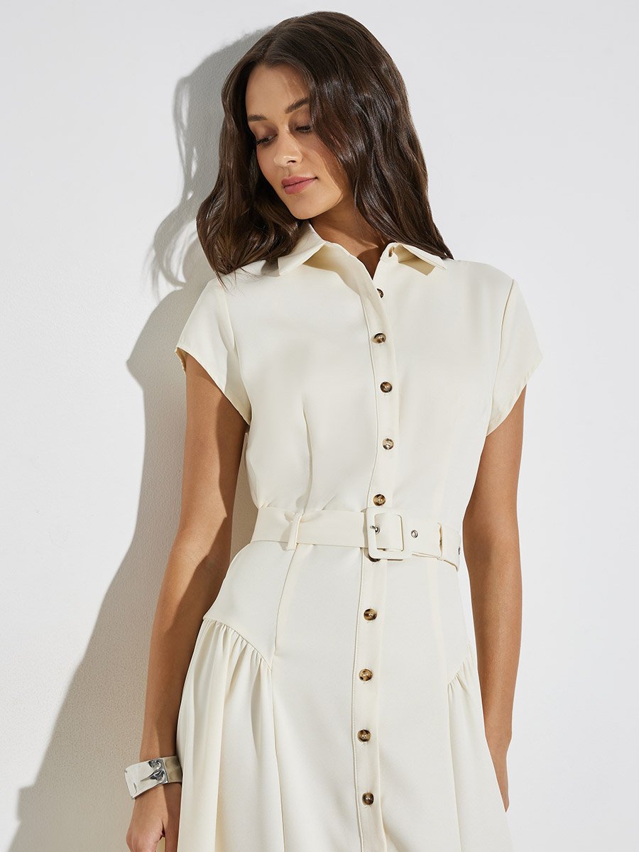 cream belted shirt dress Theory Belted Shirt Dress UFO No More