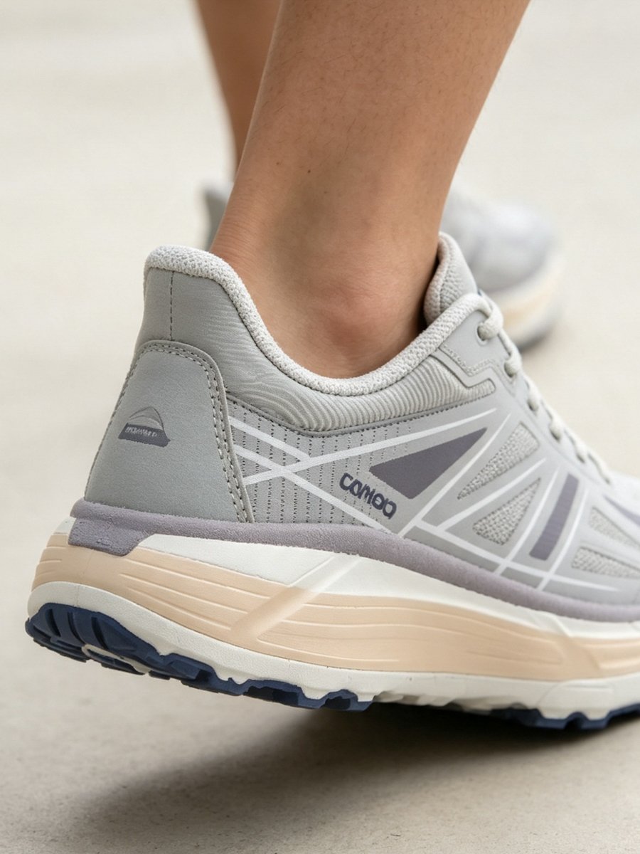 Unisex Grey Textile Lace-Up Sports Sneakers
