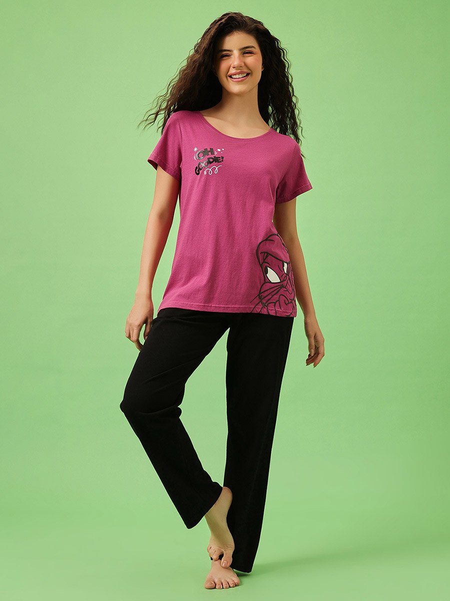 Pink Lola Bunny Print Cotton T-Shirt and Pyjama Set