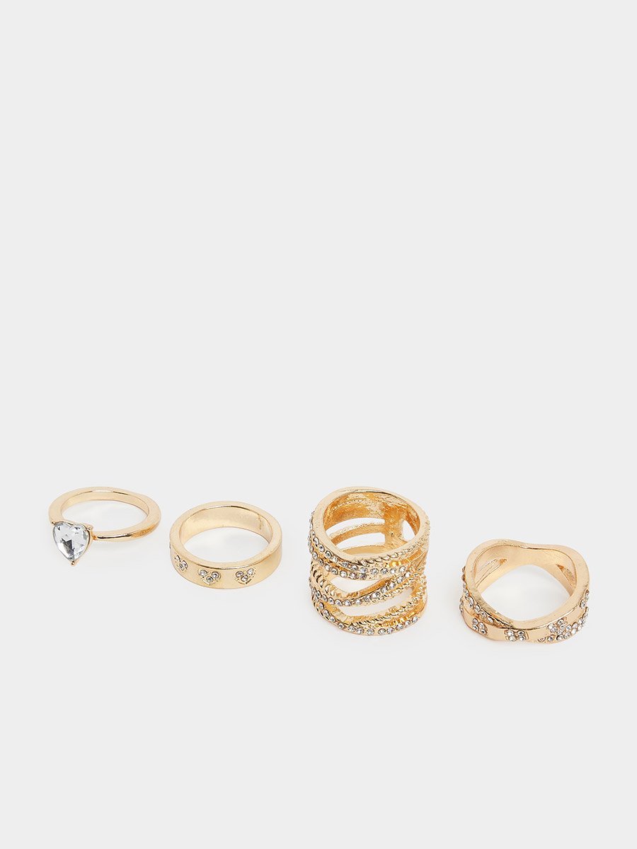 Pack of 4 - Embellished Rings