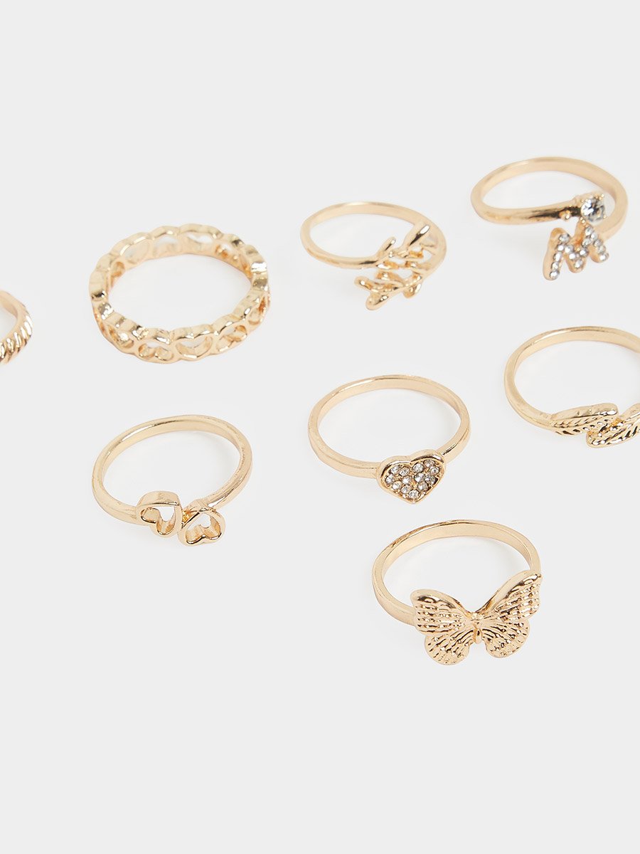 Pack of 8 - Embellished Rings