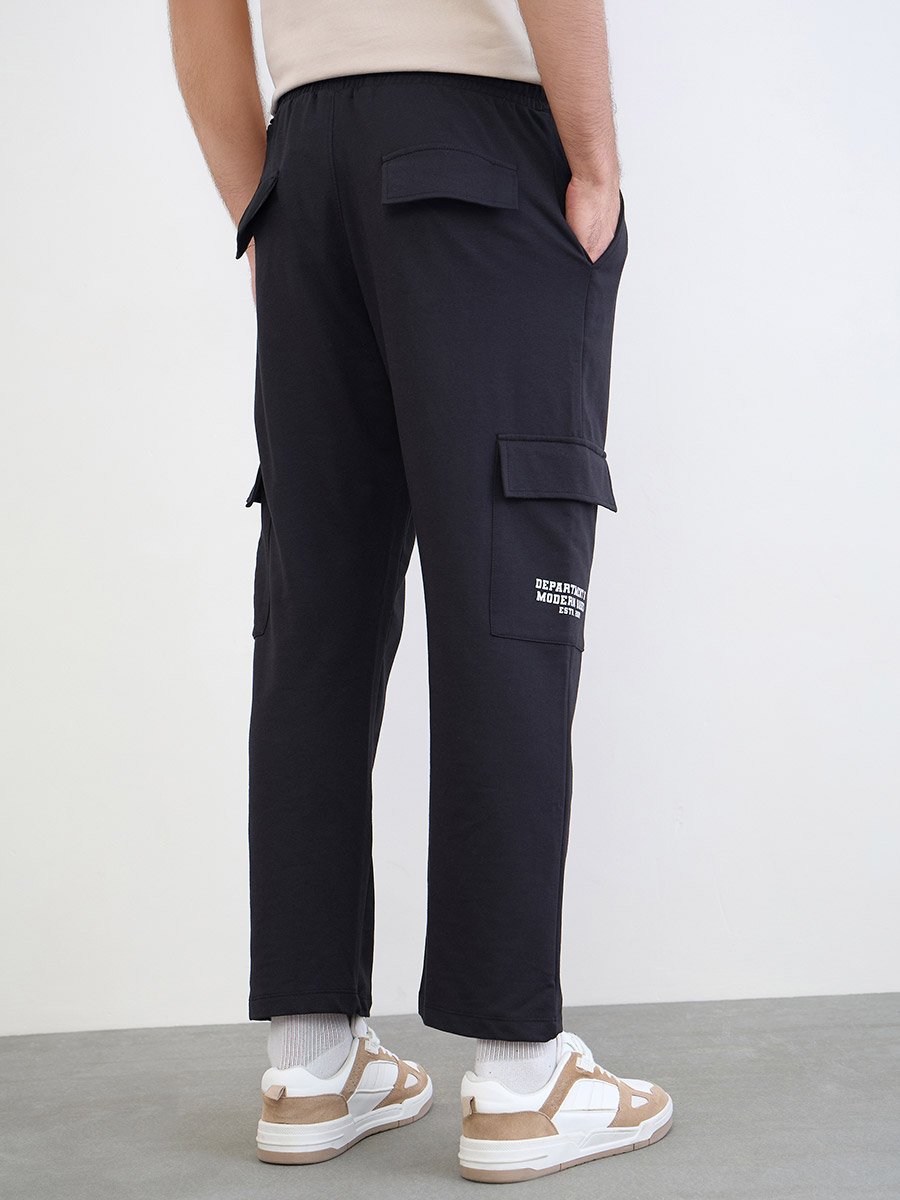 Men Text Print Relaxed Cargo Joggers