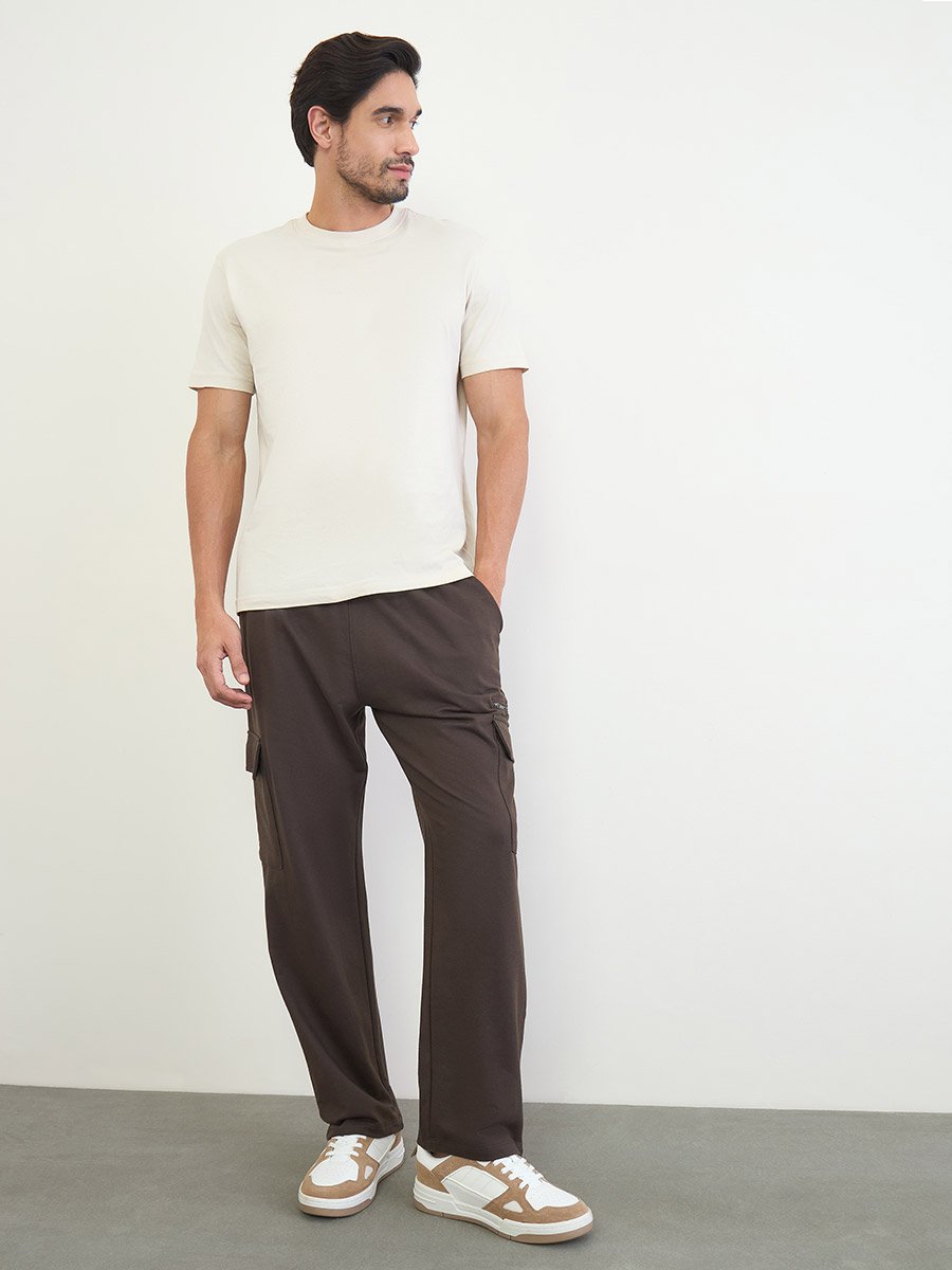 Men Text Print Relaxed Cargo Joggers