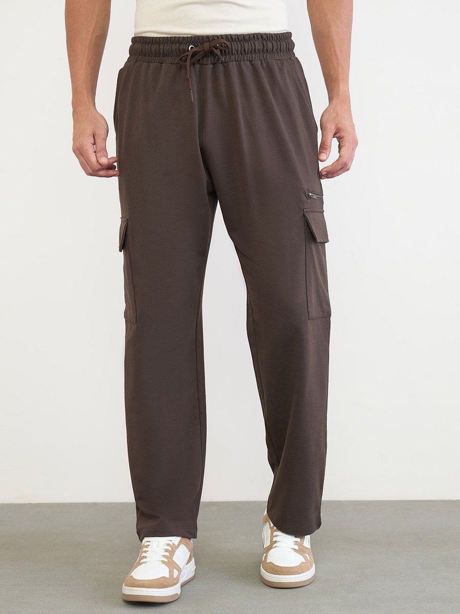 Men Text Print Relaxed Cargo Joggers