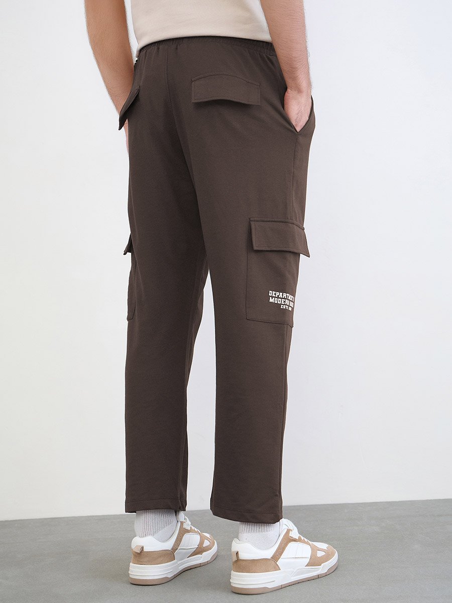 Men Text Print Relaxed Cargo Joggers