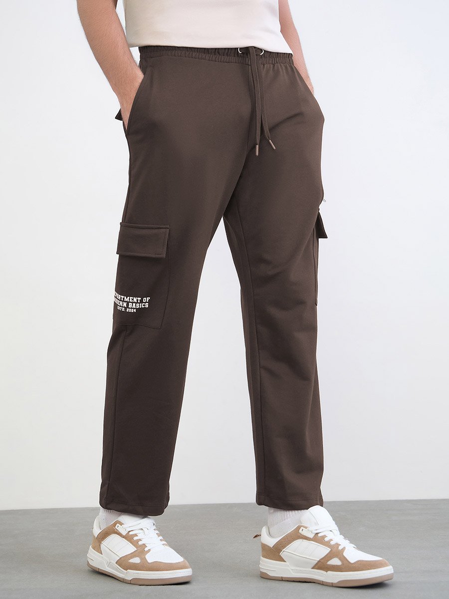 Men Text Print Relaxed Cargo Joggers