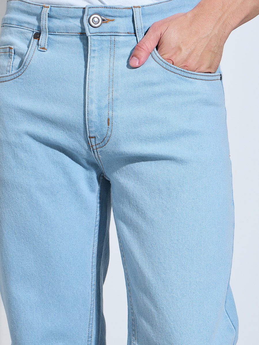 Men Light Blue Regular Fit Basic Jeans