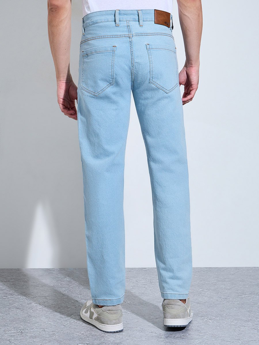 Men Light Blue Regular Fit Basic Jeans