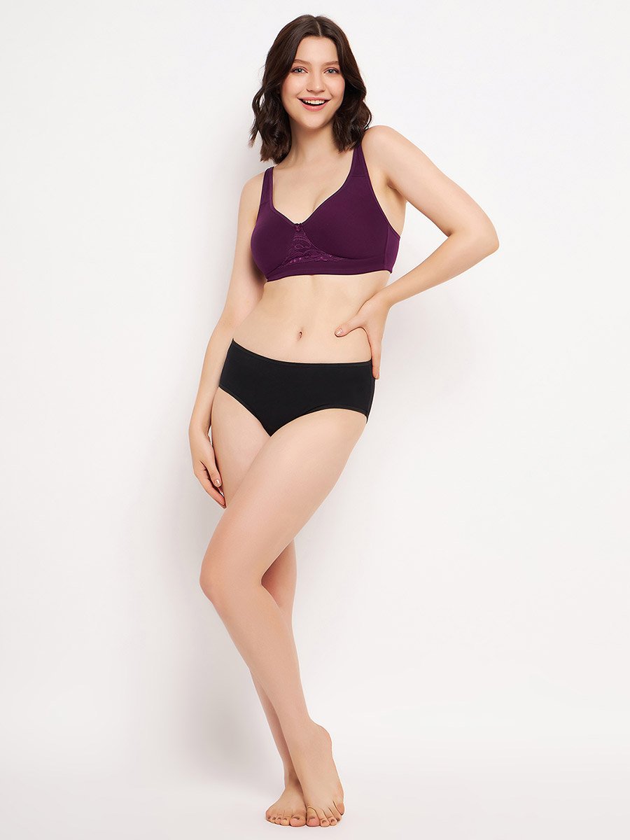 Purple Padded Non-Wired Full Coverage Cotton Rich T-Shirt Bra