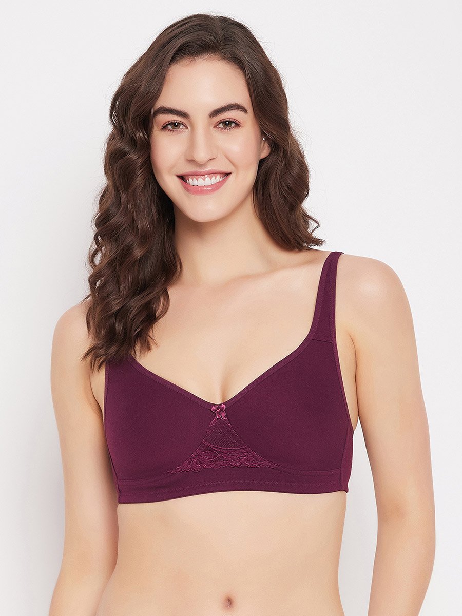 Purple Padded Non-Wired Full Coverage Cotton Rich T-Shirt Bra