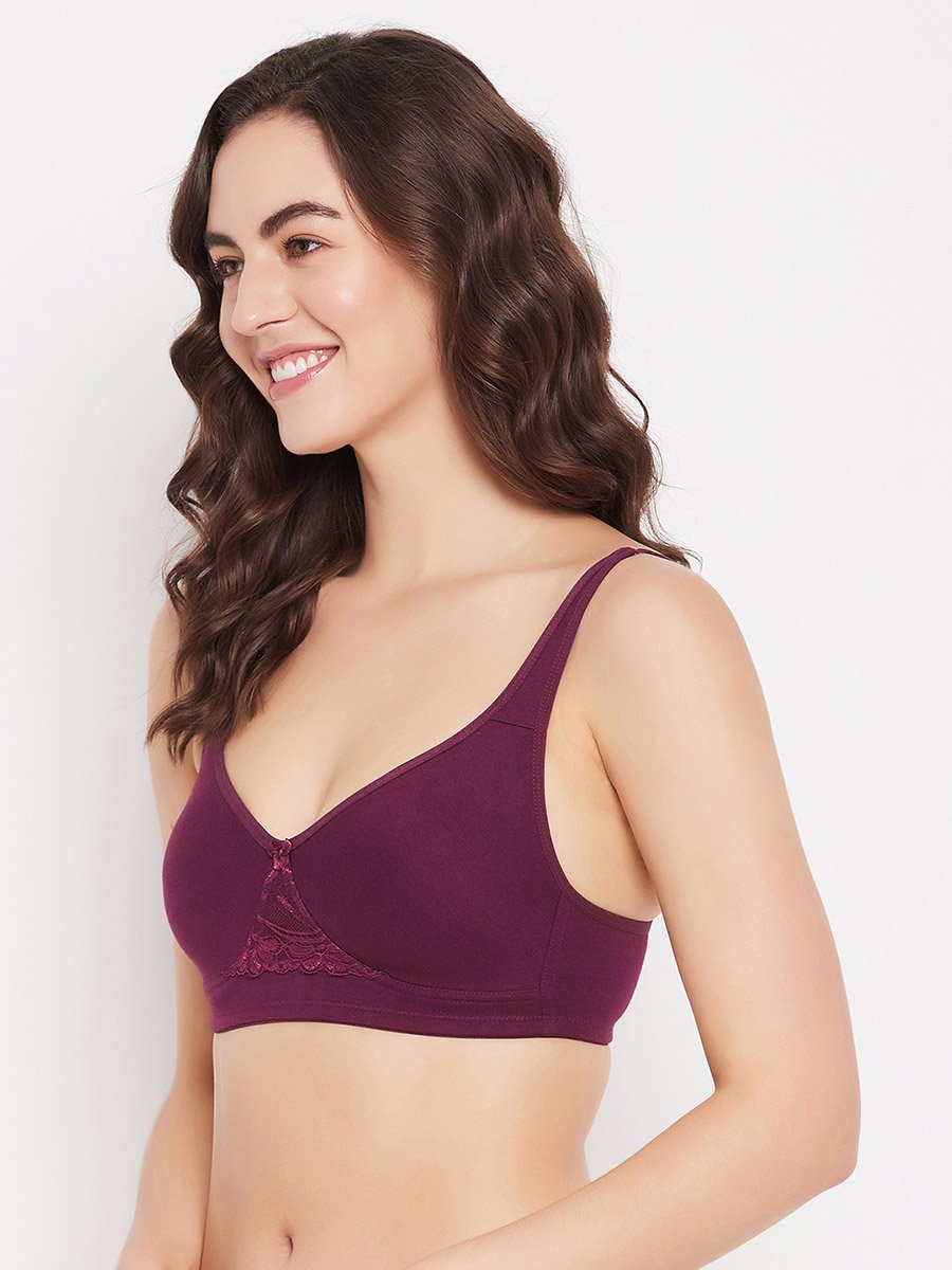 Purple Padded Non-Wired Full Coverage Cotton Rich T-Shirt Bra
