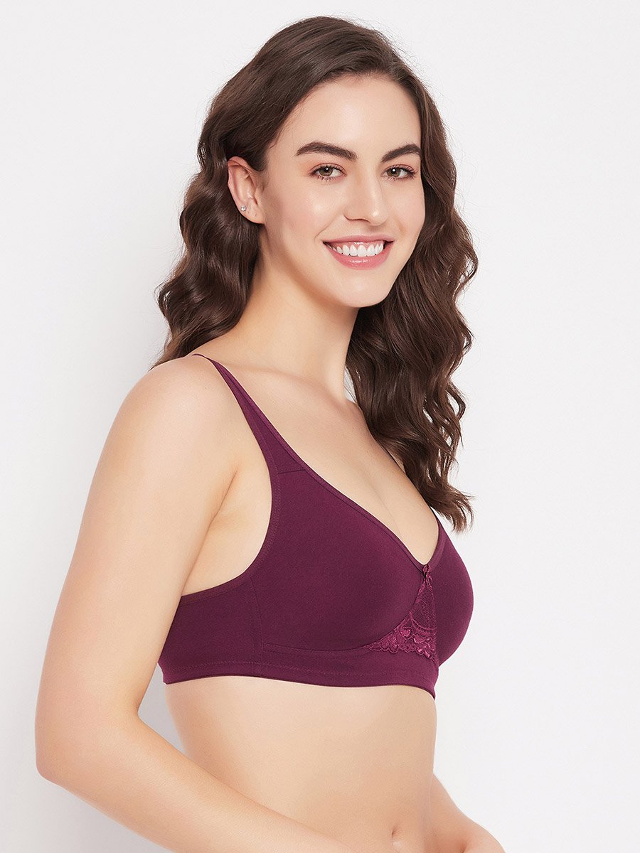 Purple Padded Non-Wired Full Coverage Cotton Rich T-Shirt Bra